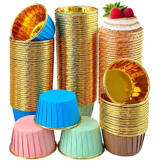 Muffinform Papier, 200 Stücke Muffins Papierförmchen, Cupcake Form Papier Geeignet für Geburtstage Hochzeiten Partys Jubiläen Weihnachten (4 Farbe)