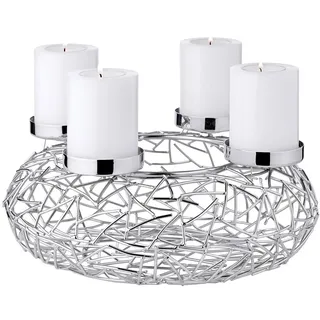 Edzard Adventskranz Milano, Edelstahl vernickelt, Ø 28 cm, für Stumpenkerzen ø 6 cm,