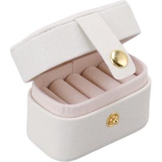 HYTIREBY Schmucketui Kleine Reise-Schmuckbox Schmuckkästchen für Damen, Mini Aufbewahrungsbox für Ringe,Armbänder und Halsketten weiß