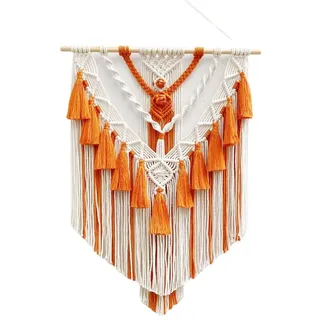 BMIDRUT Gewebter Makramee-Wandteppich aus Baumwolle, handgefertigt, gewebt, Traumfänger mit Quaste, Ornament, Schlafzimmer, Wohnzimmer, Wohnzimmer, 45 x 75 cm