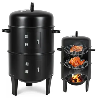 Wolketon Smoker Räuchertonne Holzkohlegrill Räuchergrill 3 In 1 Smoker Grill 80cm Ø 40 Cm Grilltonne