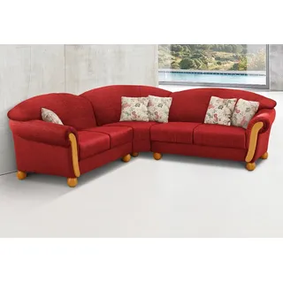 Home affaire Ecksofa Milano, bequem mit Federkern, B/T/H 233/233/83cm, Landhausstil, L-Form, gleichschenklig rot