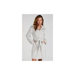Hunkemöller Bademantel Zip Fleece Grau, XS/S