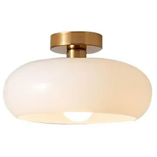 Deckenlampe Vintage Messing Glas Deckenleuchte Japanischen Stil Semi Flush Mount Deckenleuchte Deckenleuchten for Garderobe Küche Flur Gasthaus Veranda Eingang Waschküche Badezimmer ( Color : White ,