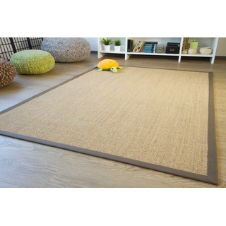 Steffensmeier Sisal Teppich Brazil mit Bordüre Farbe Natur dunkel Oliv Premium Qualität 100% Sisal, Größe: 160x160 cm