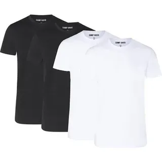 CAMP DAVID Herren T-Shirts, 4er Pack - Crew Neck T-Shirt 4P, Cotton Stretch, Größe L in Weiß Weiß