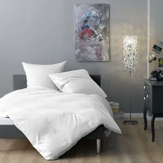 Lorena Mako-Satin Bettwäsche Venedig 155x220 cm + 80x80 cm | weiss - weiß
