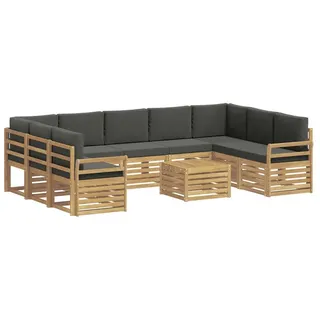 vidaXL Gartenlounge-Set 10-tlg. Weiß/Anthrazit