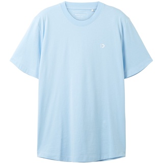 TOM TAILOR DENIM Herren Basic T-Shirt, blau, Uni, Gr. L