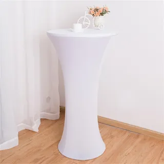 Highdi Stretch Stehtischhussen, Spandex Stretch Stehtisch Hussen Elastische Rund Stehtisch Hussen Outdoor für Hochzeit Bistrotisch Geburtstagsfeier Bankett (Weiß,Ф80cm)