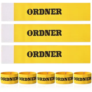 jiawaggag 5 Stück armbinden Klett Ordnerbinden Binde Armband Armbinde neon Ordner armbinden Set Fluorescent Yellow Trainingsausrüstung und Spiel Zubehör
