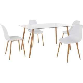Essgruppe INOSIGN "Miller" Sitzmöbel-Sets Gr. B: 140 cm, Tisch 140 cm, weiß Inosign Stühle Tische Sitzmöbel-Sets Eckiger Glastisch mit 4 Stühlen (Kunststoffschale)