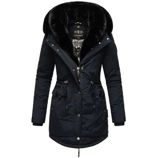 NAVAHOO Damen Wintermantel Winterparka Gefüttert mit 2 Kunstpelz-Kapuzen Sweety Deluxe