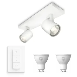 Philips Hue Runner Aufbauspot Mit 2 Lichtpunkten Gu10 (weiß) Warmweißes Licht - Inkl. 1 Dimmschalter - White