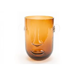 Vase Gesicht braun - Rund Glas Amadeus 14x18.5 cm