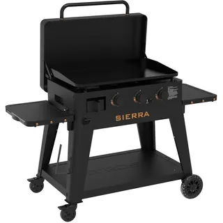 Pit Boss Gasgrill mit Grillwagen Sierra Onyx Plancha 3-Brenner BBQ Grill tragbar