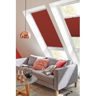 Dachfensterplissee SUNLINES "StartUp Style Honeycomb VD" Plissees Gr. 115,9 cm, zweiseitig verschiebbar, 97,4 cm, rot (ziegelrot, weiß) Dachfensterplissees