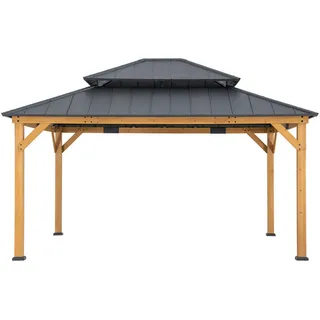 Sunjoy Zedernholz Gazebo 3,9 x 4,5 m Dunkelgrau