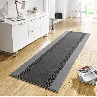HANSE HOME Teppich Läufer Band 80x300cm – Teppichläufer Weicher Kurzflor Teppich Modernes Design Läufer für Flur, Schlafzimmer, Kinderzimmer, Badezimmer, Wohnzimmer, Küche Dekoläufer – Grau