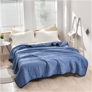 Kühldecke aus Seide, Cool Ice Silk Summer Comforters Blanket, einfarbige Klimaanlagendecke for den Sommer, waschbare, leichte, atmungsaktive Decke for den Sommer ( Color : Dark blue , Size : 100x150cm