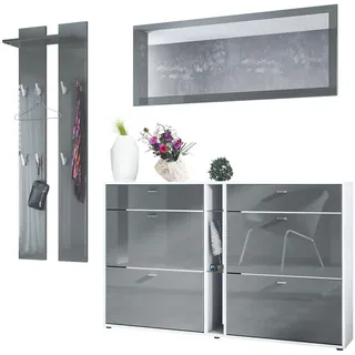 Vladon Garderobe, Grau, Holzwerkstoff, 215x210x28 cm, Garderobe, Garderoben-Set & Garderoben-Serien, Garderoben-Sets
