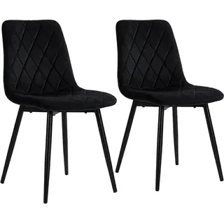 Relaxdays Esszimmerstuhl Samt schwarz 2er Set