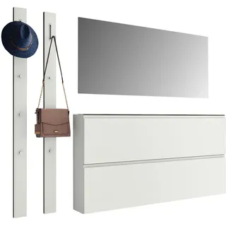 Moderano Garderobe Gardasee, Weiß, Glas, Holzwerkstoff, 4-teilig, 170x185x33 cm, Garderobe, Garderoben-Set & Garderoben-Serien, Garderoben-Sets