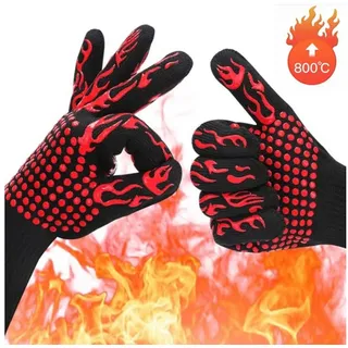 Golden Grillhandschuhe hitzebeständig Grillhandschuh 800 Grad feuerfeste Handschuhe