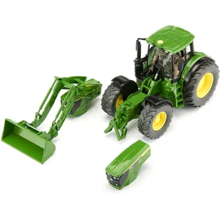 Siku 3666 John Deere Set mit abnehmbarem Frontlader, 1:32, Mit Abnehmbarer Kabine, Metall-Karosserie, Grün, Spielzeug-Traktor-Set