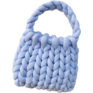 Harilla Damen-Häkeltasche, Unterarmtasche, Handtasche, Einkaufstasche, Clutch, Geldbörse, Stricktasche, Elegante Strick-Geldbörse für Frühling, Outdoor, Blau