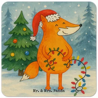 Wohndecke Fuchs Weihnachten Design, Tischuntersetzer 100er Set, Weiß, Bierfilzl, Mr. & Mrs. Panda, Nikolaus bieruntersetzer Pappuntersetzer weiß