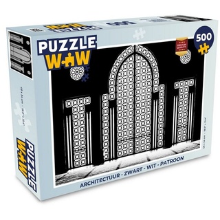 MuchoWow Puzzle Architektur - Schwarz - Weiß - Muster, 500 Puzzleteile, Foto-Puzzle, Bilderrätsel, Puzzlespiele, Spielzeug bunt