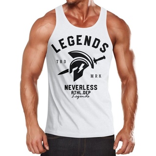 Neverless Tanktop Cooles Herren Tank-Top Gladiator Sparta Gym Athletics Sport Fitness Muskelshirt Muscle Shirt Neverless® mit Print weiß XL