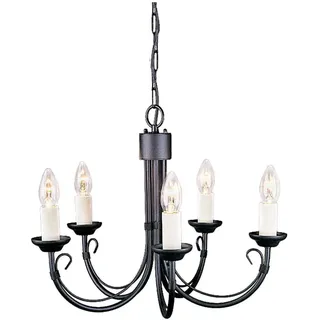 Elstead Lighting, Kronleuchter, Chartwell Kronleuchter E14 5-fach Schwarz, Made in UK (47 cm)
