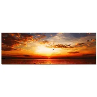 PANORAMA BILD in 150x50cm TOP Bilder! (Sonnenuntergang Panorama am Mittelmeer) Wandbild xxl günstig & modern ART PRINT Wandbilder Bilder EXKLUSIVES Fotowandbild auf Leinwand und Keilrahmen Bild Leinwandbild Fotodruck modern Zeitlos Stilvoll wie ein Gemälde Ausführung schöner Kunstdruck auf echter Leinwand als Wandbild mit Rahmen. Preiswerter als Ölbild Gemälde Foto Poster Plakat mit Bilderrahmen.
