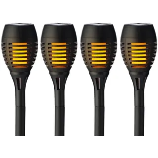 Lumineo Solarleuchte Kunststoff Ø 7,5 cm Höhe 27 cm 4er Set schwarz