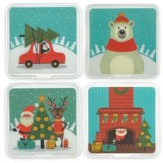Handwärmer Taschenwärmer Sets wiederverwendbar, Wärmepad für kalte Tage und für unterwegs, Wärmeknickkissen mit tollen Motiven (4er-Set Weihnachten)