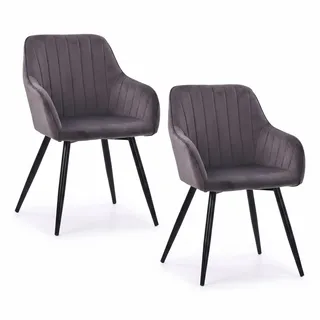 Relaxdays Esszimmerstuhl Samt Schwarz 2er Set