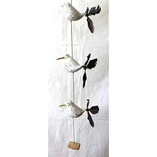 Möwen Windspiel aus Holz und Federn Propeller Fairtrade 80cm