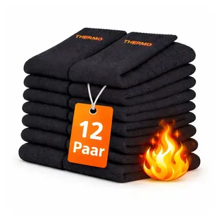 Weissmantel Thermosocken 12 Paar Thermosocken Baumwolle Wintersocken Warme Socke Thermostrümpfe (Spar-Set, Schwarz, Warme Wintersocken Wintersocken Thermosocken Dicke Socken) Dicke Warme Wintersocken Winter Socken Herren Damen Kuschelig Größe 39 bis 42