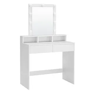 VASAGLE Schminktisch rechteckig Melamin, Spanplatte weiß 80,0 x 40,0 x 145,0 cm, 1 St.