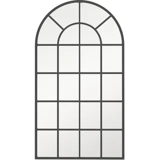 Dekospiegel Großer Spiegel, Fensteroptik, Bogenförmig, Inkl. Aufhängung. Schwarz + Spiegelglas