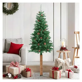 furnicato Künstlicher Weihnachtsbaum Schmaler Weihnachtsbaum 150 cm Grün mit Massivholz-Ständer, Künstliche Tanne mit 291 Spitzen, 33 Zapfen für den Innenbereich grün Ø 66 cm x 66 cm x 150 cm x 66 cm