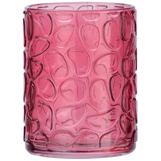 WENKO Zahnputzbecher Vetro Pink rund Echtglas - Zahnbürstenhalter für Zahnbürste und Zahnpasta, Glas, 7.5 x 10 x 7.5 cm, Pink