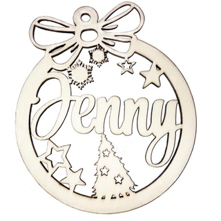 Holz Weihnachtskugeln Christbaumschmuck Weihnachtsbaum - Anhänger Ornament mit Wunschname Name Personalisiert