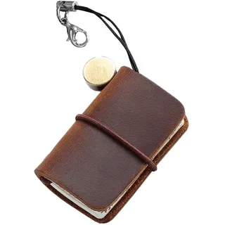 Borsgye Mini Reisetagebuch aus Leder Tiny Blanko Seiten Kleine Nachfüllbares Reisende Notizbuch Leder Taschentagebuch mit Einsätze Reisende Notizbuch 4,8 cm x 3,2 cm – Braun