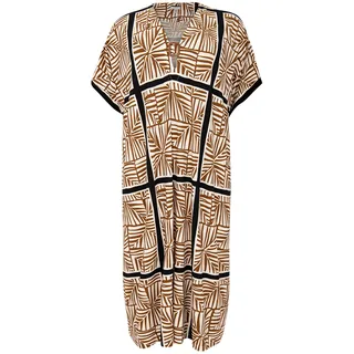 YOEK Damen Kaftan Print ecru / navy / braun S-M