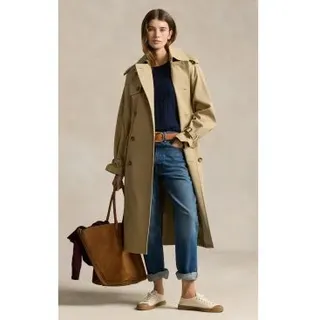 Polo Ralph Lauren für Damen. 211910358001 Parka Double Breasted beige (M), Lässig, Baumwolle
