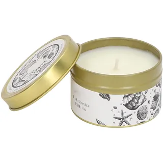 Duftkerze Mit Natürlichen Ätherischen Pflanzenölen, Sojawachs, In Einer Goldenen Metalldose, 70 G, Duftrichtung Ozean