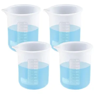 Silikon Messbecher 150 ml, 4 Stück, mit Skala, für Waschmittel, Küche, Labor